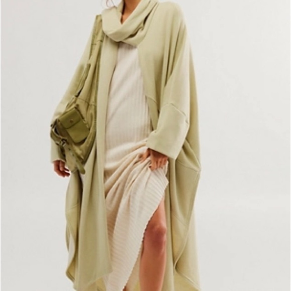 Free People In Flight Poncho in Stone Moss